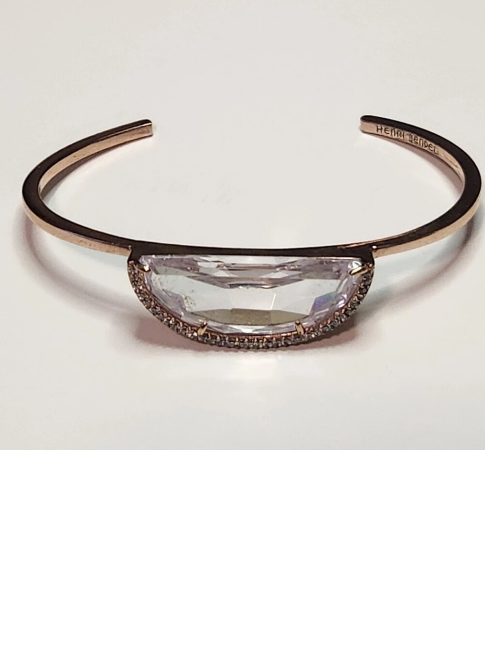 Henri Bendel Half Moon Duo Crystal Rose Gold Skinny Cuff Bracelet View 3